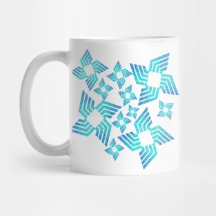 Blue Gradient Flower Pattern Mug